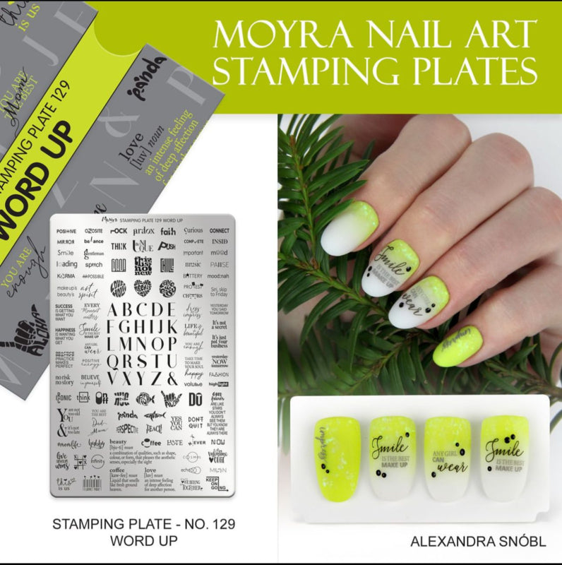 Moyra Stamping Plate 129 Word Up - Beauty by Wenn