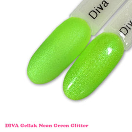 DIVA Gellak Neon Green Glitter 10 ml - Beauty by Wenn
