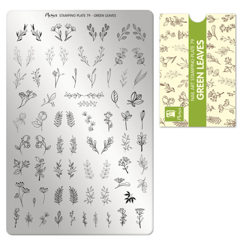 Moyra Stamping Plaat 79 Green Leaves met gratis Tryon Sheet - Beauty by Wenn