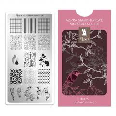 Moyra Mini Stamping Plate 103 Birds Always Sing - Beauty by Wenn