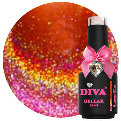 Diva Gellak Cat Eye Holo Rainbow Gummy Flim 15 ml - Beauty by Wenn