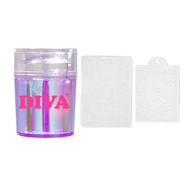 Diva Holo Rainbow Stamper Purple incl 2 kleine plaatjes - Beauty by Wenn