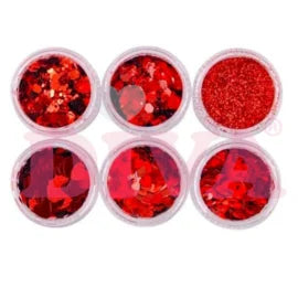 Mix Party 6 potjes Nailart Red - Beauty by Wenn