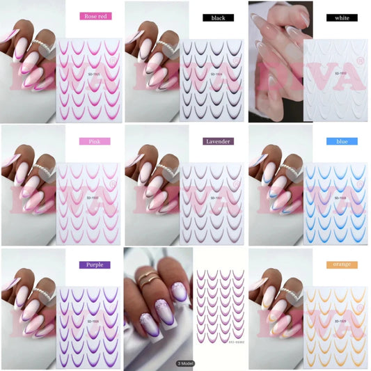 Faded French Smile Line Stickers 10 Kleuren Set - Beauty by Wenn