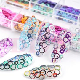 Nail Art Box Mirror Holographic Ring 12 colors - Beauty by Wenn