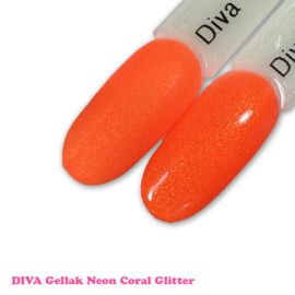 DIVA Gellak Neon Coral Glitter 10 ml - Beauty by Wenn