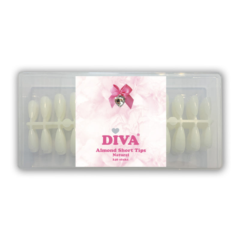 Press-On/ Show Tips Almond Short Naturel in een box 240 Pcs - Beauty by Wenn