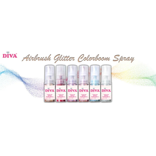 DIVA Airbrush Glitter Colorboom Spray - Set 6 stuks no 1 tot 6 - Beauty by Wenn