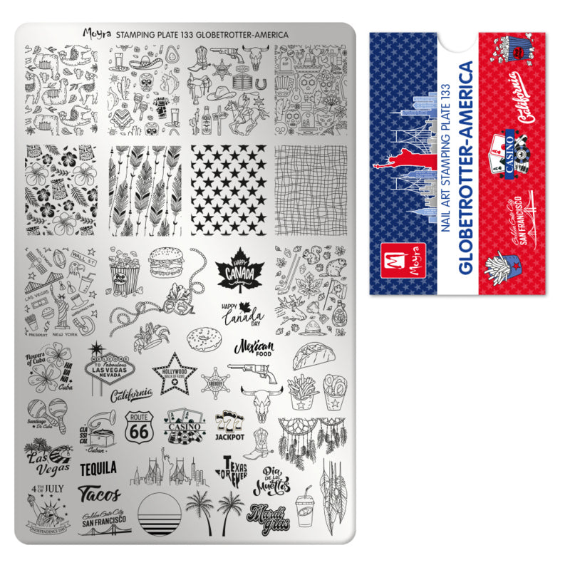 Moyra Stamping Plate 133 Globetrotter -America - Beauty by Wenn