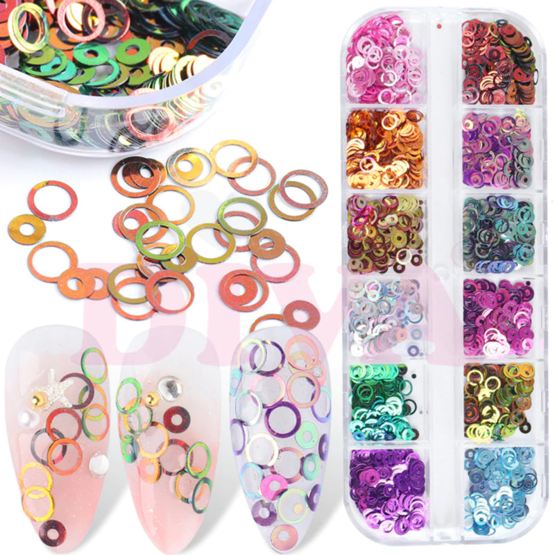 Nail Art Box Mirror Holographic Ring 12 colors - Beauty by Wenn
