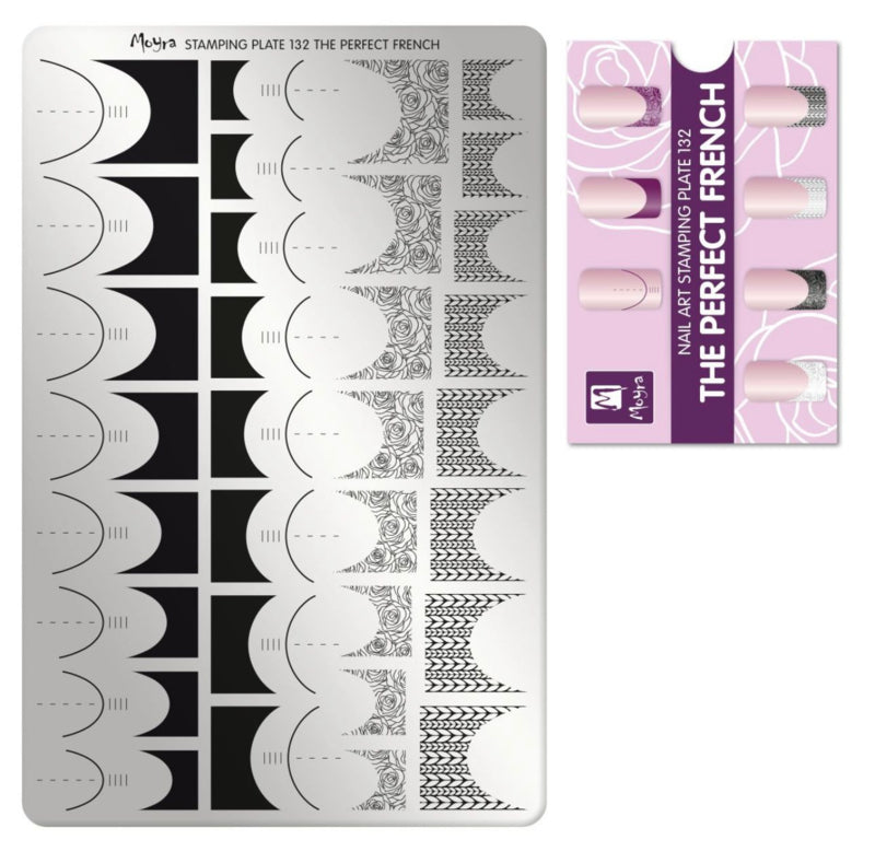 Moyra Stamping Plate 132 The Perfect French met gratis try on sheet - Beauty by Wenn