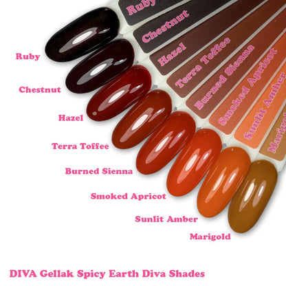 DIVA Gellak Spicy Earth Diva Shades Collection 8x 10 ml #D - met gratis Colorpop Stickers