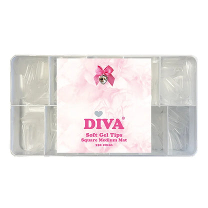 DIVA Soft Gel Tips Square Medium Mat 550pcs - - Beauty by Wenn