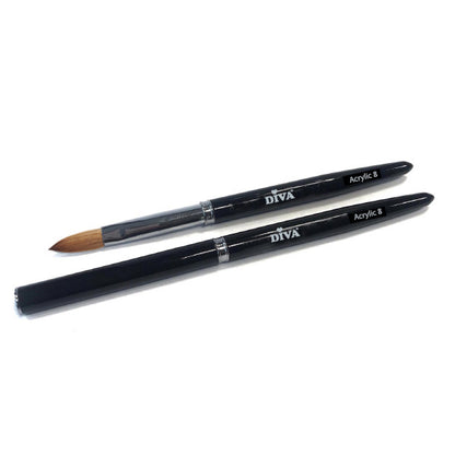 DIVA Kolinsky Acryl Penseel met dop #8 Black - Beauty by Wenn
