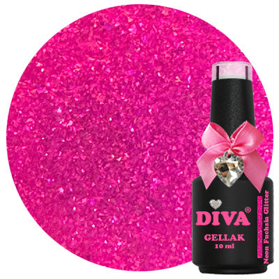 DIVA Gellak Neon Fuchsia Glitter 10 ml - Beauty by Wenn
