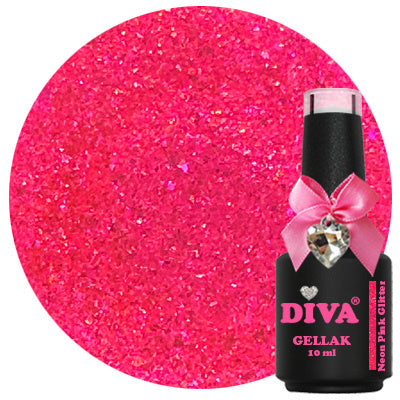 DIVA Gellak Neon Pink Glitter 10 ml - Beauty by Wenn