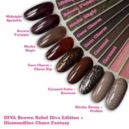 DIVA Gellak Brown Rebel Diva Edition Collection 6x 10 ml # - met gratis Colorpop Stickers