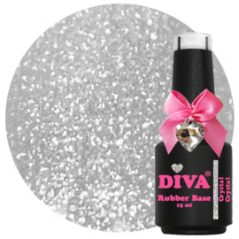 DIVA Rubber Basecoat Crystal 15 ml - 6 stuks + gratis Diva Kolinsky Fineliner