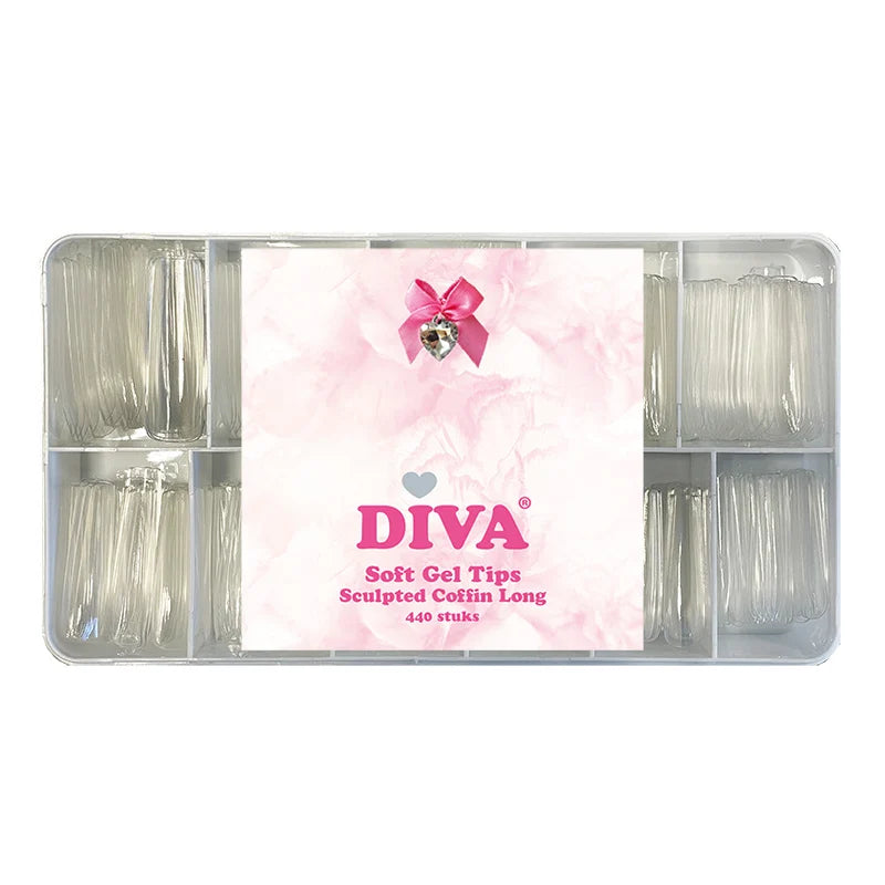 DIVA Soft Gel Tips Sculpted Coffin Long 440pcs - - Beauty by Wenn