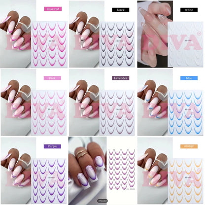 Faded French Smile Line Stickers 10 Kleuren Set - Beauty by Wenn