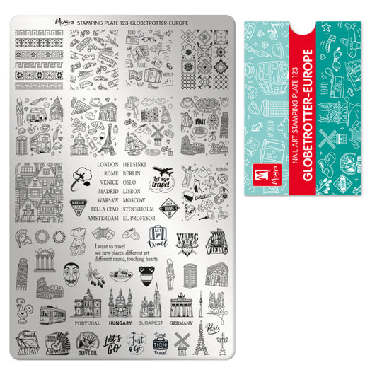 Moyra Stamping Plate 123 Globetrotter-Europe - Beauty by Wenn