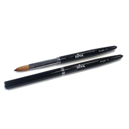 DIVA Kolinsky Acryl Penseel met dop #12 Black - Beauty by Wenn