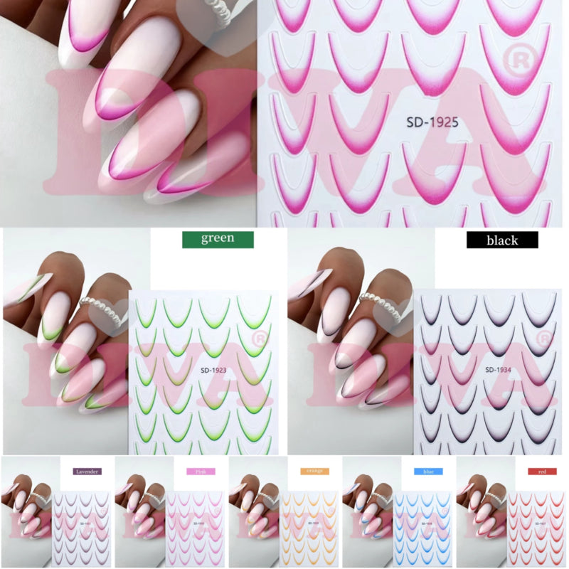 Faded French Smile Line Stickers 10 Kleuren Set - Beauty by Wenn