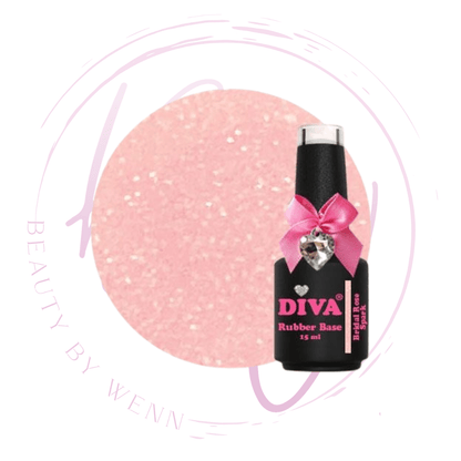 Diva Rubber Basecoat Bridel Rose Spark 15 ml Hema Free - Beauty by Wenn