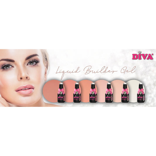 DIVA Liquid Builder Gel Collection 6x 15ml - met gratis Colorpop Stickers en Fineliner