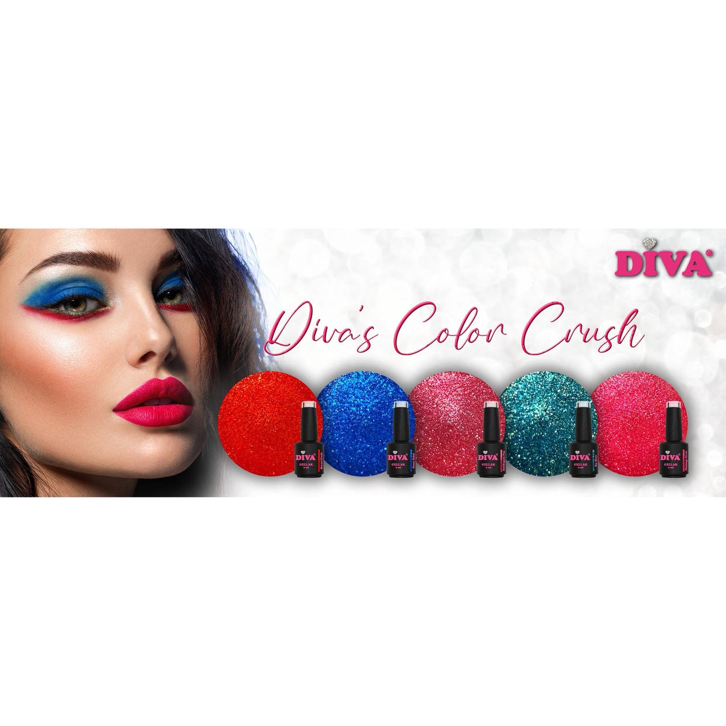 DIVA Gellak Diva's Color Crush Collection 5x 6 ml gratis Colorpop Stickers