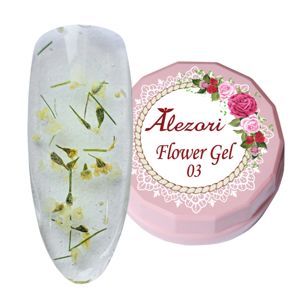 Alezori Flower Gel 03 – Nail Art Gel met Gedroogde Bloemblaadjes (6g)