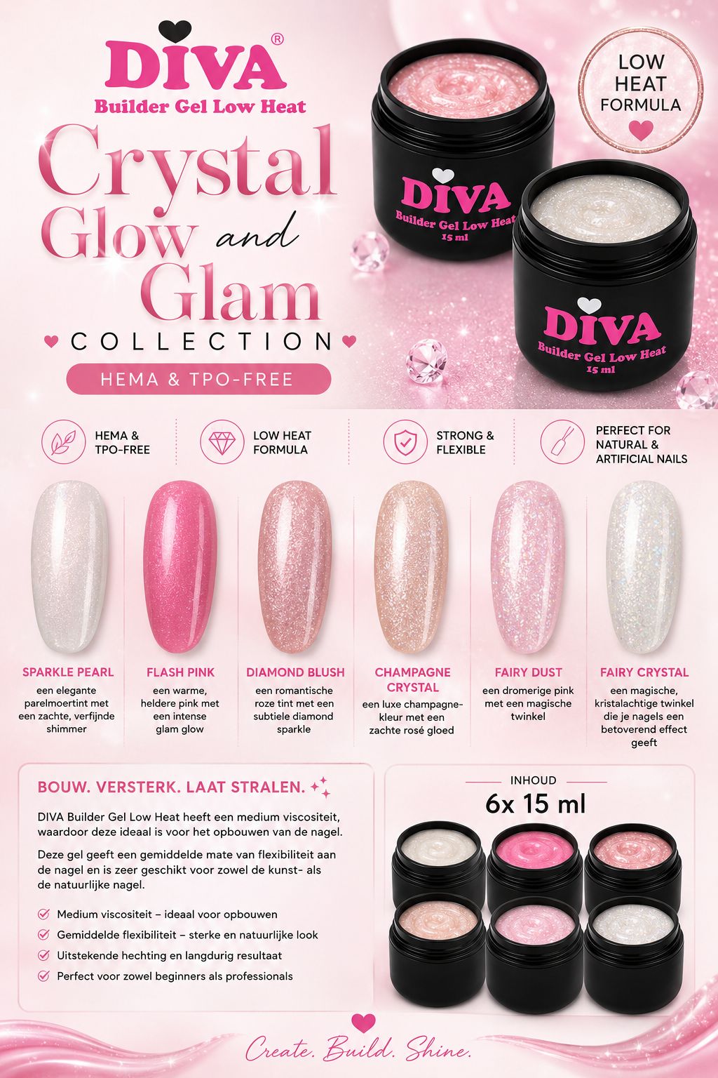DIVA Builder Gel Low Heat – Diamond Blush 15ml