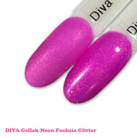 DIVA Gellak Neon Fuchsia Glitter 10 ml - Beauty by Wenn
