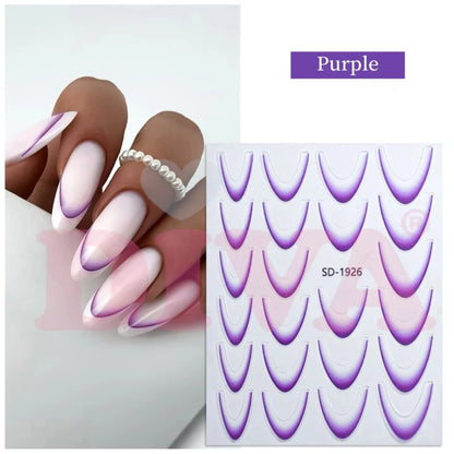 Faded French Smile Line Stickers 10 Kleuren Set - Beauty by Wenn
