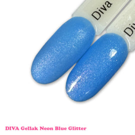 DIVA Gellak Neon Blue Glitter 10 ml - Beauty by Wenn