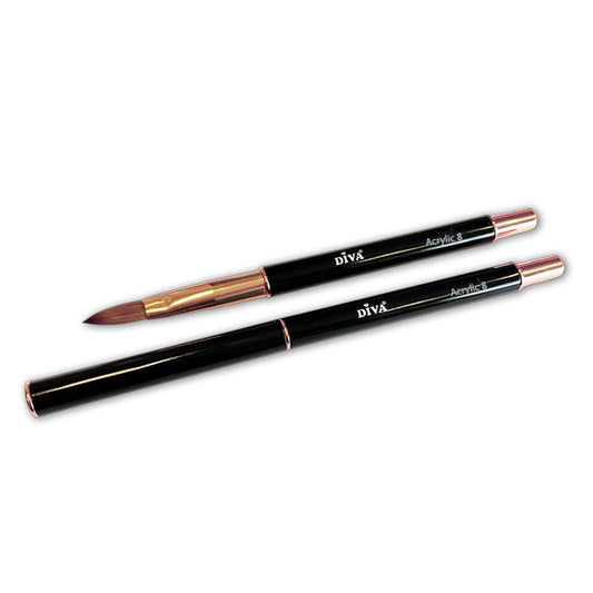 DIVA Exclusive Kolinsky Acryl Penseel Rose Gold met dop #8 Black - Beauty by Wenn