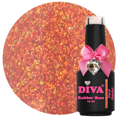 DIVA Rubber Basecoat Coral Crystal Crystal 15 ml
