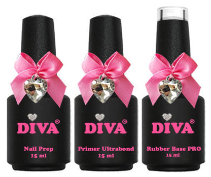 DIVA Prep, Primer & Rubber Basecoat trio 15 ml PRO