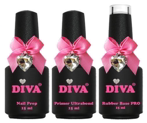 DIVA Prep, Primer & Rubber Basecoat trio 15 ml PRO
